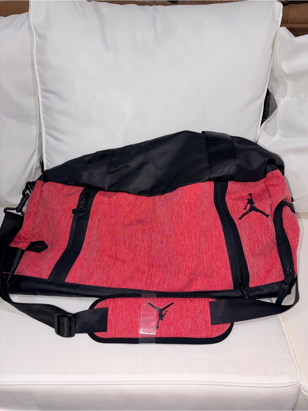Jordan Red and Black Athletic Duffel with Shoulder Strap